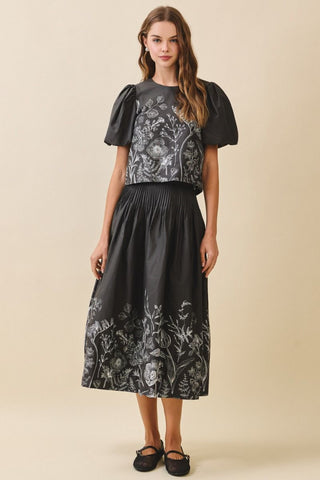 Black skirt with white flowers by TCEC