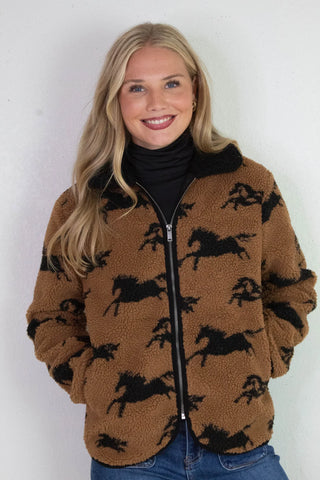 Joline sherpa zip front horse  jacket by RD style