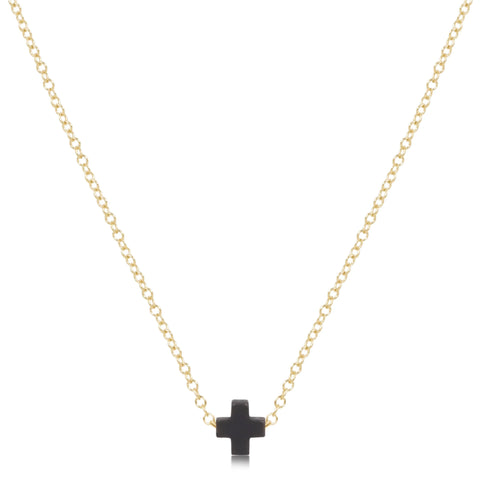 16" necklace gold signature cross onyx by enewton