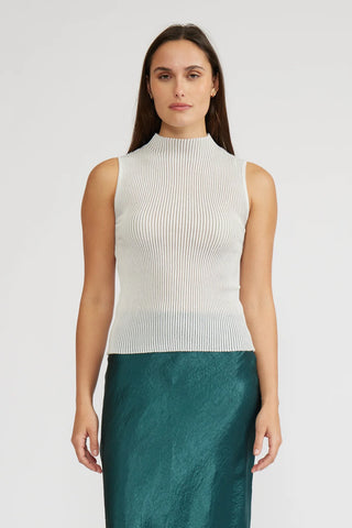 Hilty mock neck silver top by Lucy Paris