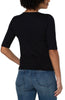 Double layer v-neck rib knit top in black by Liverpool