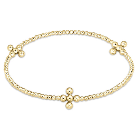 Signature cross gold pattern 2mm bead bracelet classic signature cross gold 3mm bead gold by Enewton