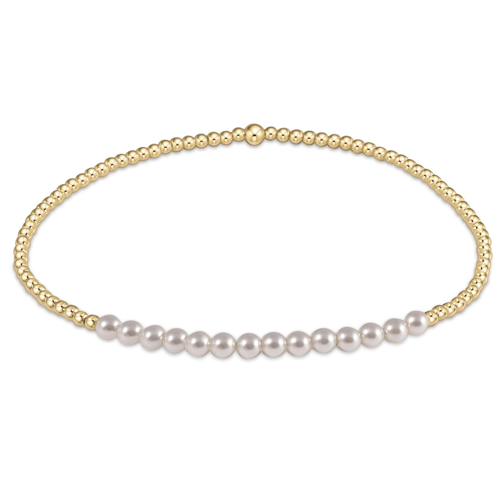 Gold bliss 2mm bead bracelet pearl by Enewton
