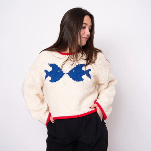 Pisces kissing fish sweater by RD Style