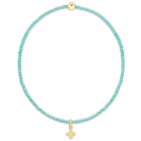 Hope classic sea glass bracelet signature cross small gold charm by Enewton