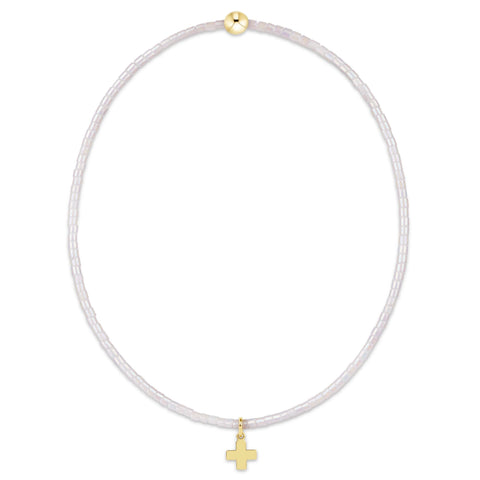 Hope classic silky white bracelet signature cross small gold charm