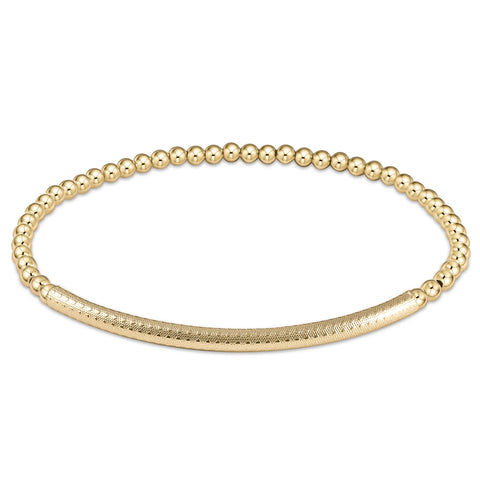 Classic gold 3mm bead bracelet bliss bar textured by: Enewton