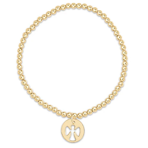 classic gold 3mm bead bracelet guardian angel disc by Enewton