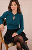 Twisted key hole sweater duck blue by Molly Bracken