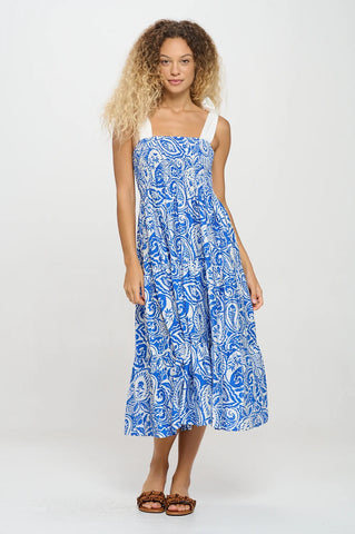 Athena blue paisley smock dress by Meet Me in Santorini