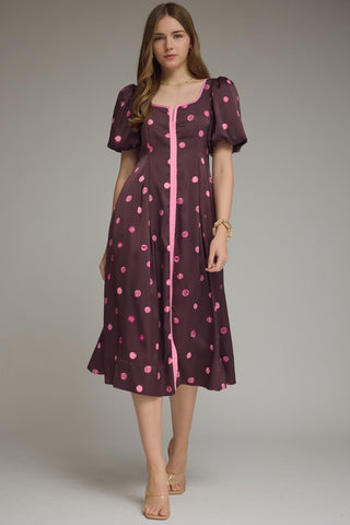 Plum Midi pink polka dots by Entro