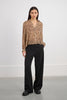 Tan animal print button up by Molly Bracken