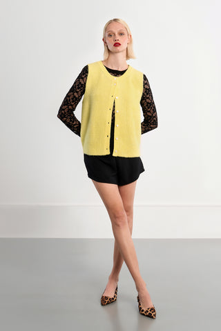 Yellow Sleeveless Cardi by Molly Bracken