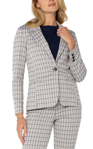 Fitted blazer navy grid by Liverpool