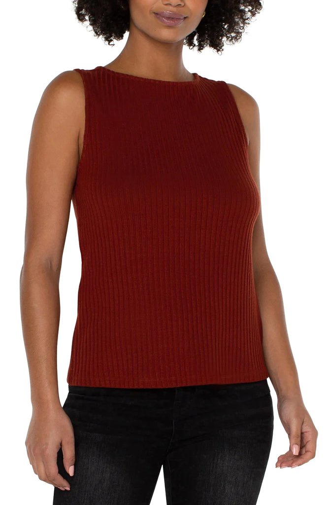 Sleeveless Boat Neck Tank in Cinnamon by Liverpool