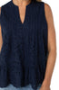 sleeveless pin tuck woven top navy by Liverpool