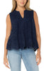 sleeveless pin tuck woven top navy by Liverpool
