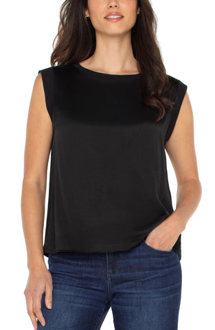 Sleeveless woven knit top black by Liverpool