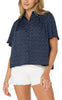 Navy white ditsy print button down by Liverpool