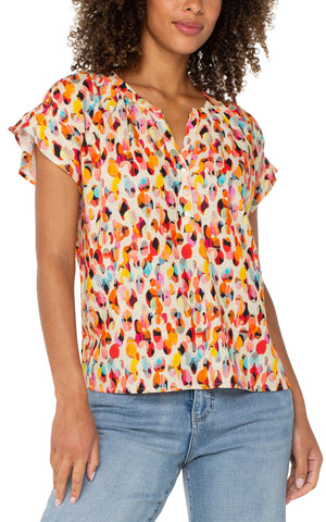 Short sleeve popover water color dots by Liverpool