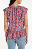 Flutter sleeve peplum top with ties by Liverpool