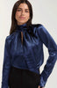 Long sleeve woven blouse with back ties sapphire by Liverpool