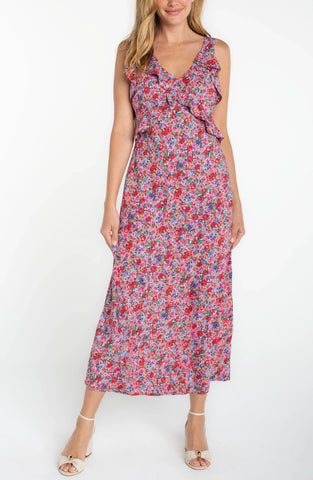 Sleeveless ruffle front maxi dress by Liverpool