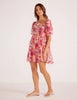 Feyano Asymetric Mini Dress in Bright Floral by Mink Pink