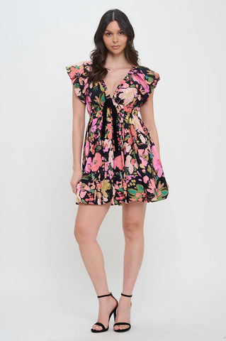 Midnight garden bow trim dress by Meet me in Santorini