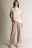 Oversized mock neck capped sleeve top by P Cill