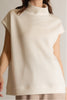 Oversized mock neck capped sleeve top by P Cill