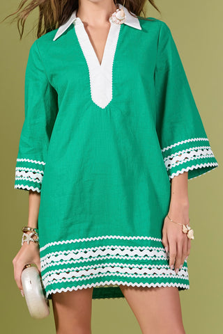 Color block shirt mini dress green by English Factory