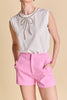Rhinestone bow sleeveless top white by English Factory