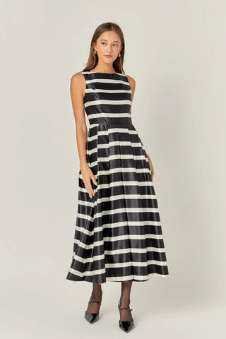 black and white stripe midi dress by English Factory