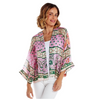 Folk flowers pink short kimono by One Hundred Stars
