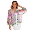 Folk flowers pink short kimono by One Hundred Stars