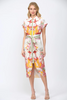 Botanical scarf print button down dress by Fate