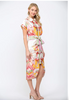 Botanical scarf print button down dress by Fate