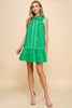 Kelly Green Sleeveless Mini Dress Cream Piping by TCEC