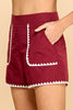 Burgundy ric rac shorts by TCEC