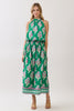 Green pink floral maxi skirt set by TCEC