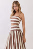 Brown and cream striped skirt set by TCEC