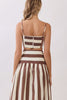 Brown and cream striped skirt set by TCEC