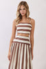 Brown and cream striped skirt set by TCEC