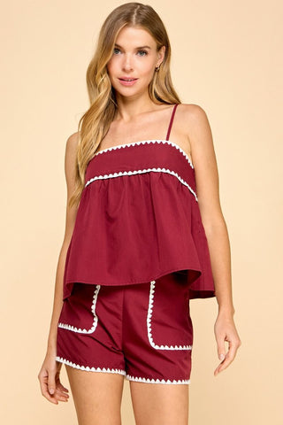 Burgundy ric rac tank by TCEC