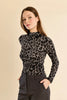 leopard thin knit mock neck by Molly Bracken