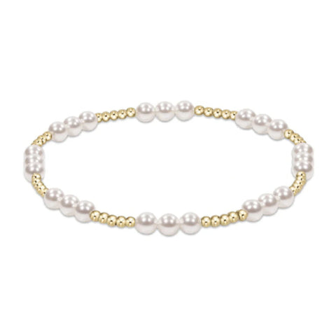 Classic Joy Pattern 4mm Bead Bracelet in Pearl