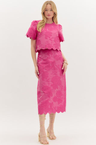 Brocade midi skirt magenta by Entro