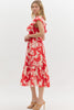 Midi dress with piping red cream by Entro