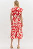 Midi dress with piping red cream by Entro